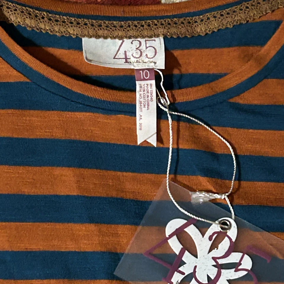 MATILDA JANE 435 PEP RALLY TUNIC Girls 10 ORANGE BLUE STRIPED TUNIC TOP NWT - Image 4 of 4