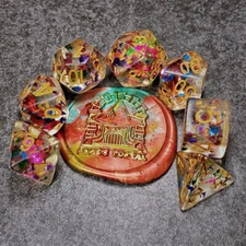 Sage’s Cantrips -Rainbow Sparks Resin Polyhedral Dice Set Dungeons Dragons