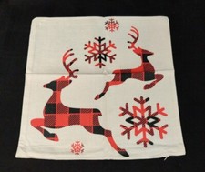 "Reindeer And Snowflakes" 16 X 16 Throw Pillow Cover