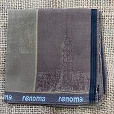MAN HANDKERCHIEF COTTON ART POCKET SQUARE17" CLASSIC BUILDING SCENE BEIGE BROWN