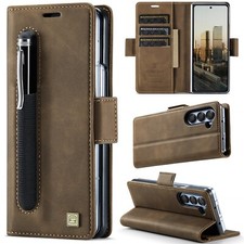 Luxury Retro Matte Leather Case with RFID Blocking For Samsung Galaxy Z Fold 6 5