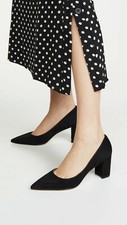 450 STUART WEITZMAN LANEY POINTED TOE PUMP BLOCK SUEDE BLACK 6 D5