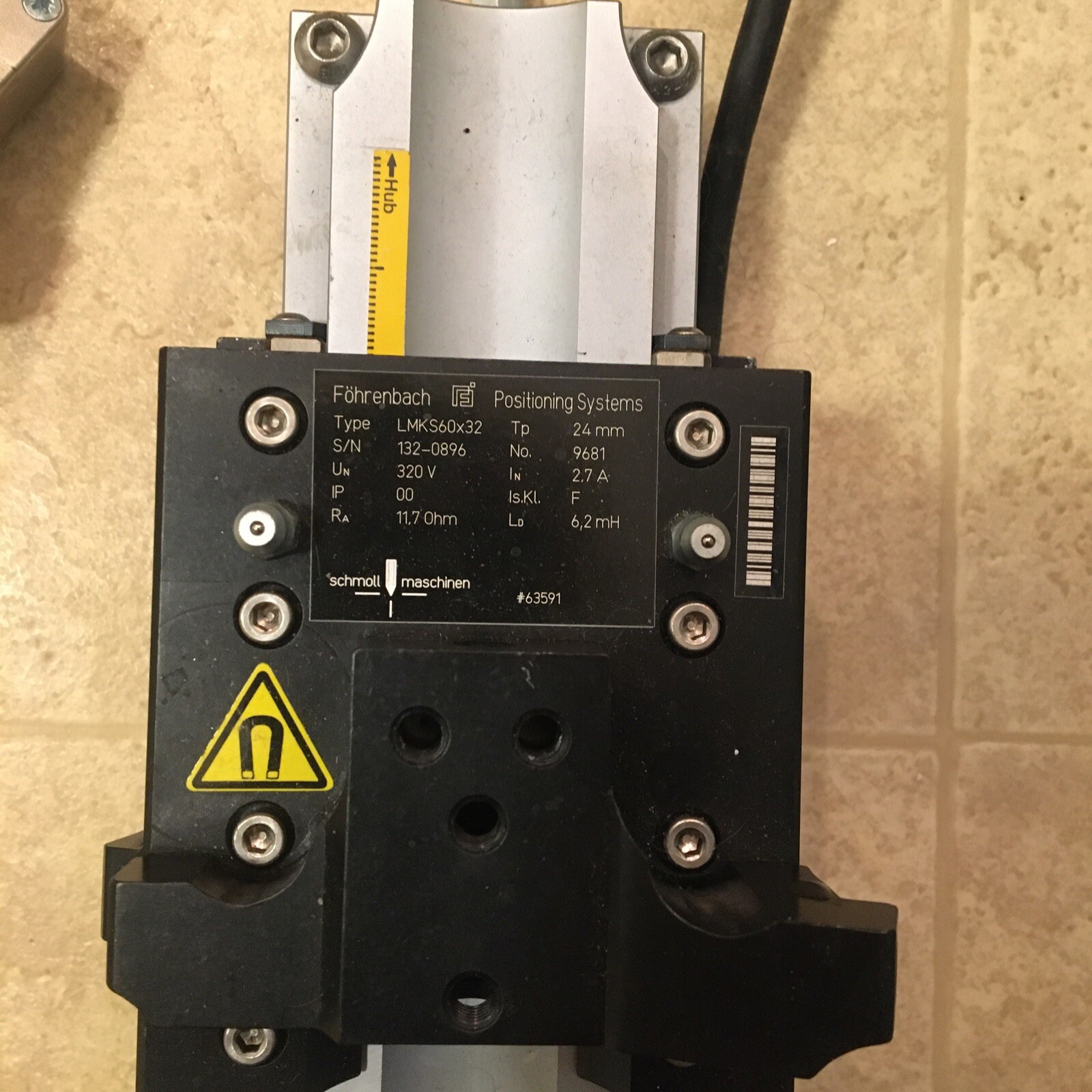 Schmoll Linear Z Motor type LMKS60x32, 320V 2.7A, Schmoll Art. No ...