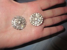 vintage shoe clips diamond rhinestones Musi circular clips 1" across mint lovely