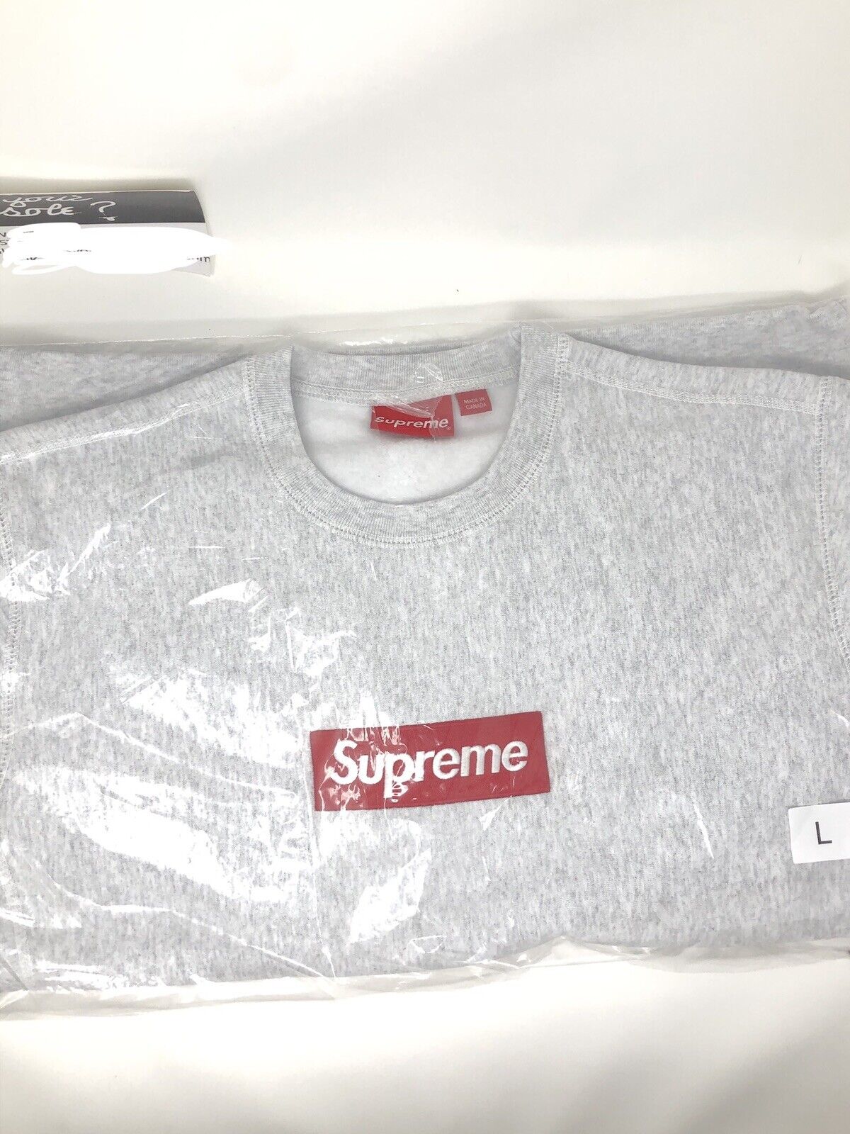 Supreme Box Logo Crewneck Sweatshirt Ash Grey Gray Large L New DS