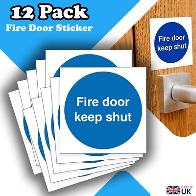 Brandschutztür Keep Shut Aufkleber - 12er Pack - Wasserdicht Vinyl Schild - 100mm x 100mm