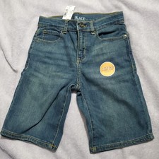 The Children's Place Stretch Denim Shorts Boy 8 Bermuda Adjust Waist NWT
