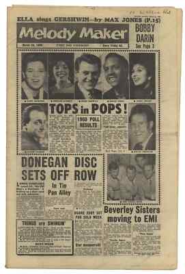 Melody Maker March 26, 1960 Lonnie Donegan Ella Fitzgerald Bobby Darin Josh