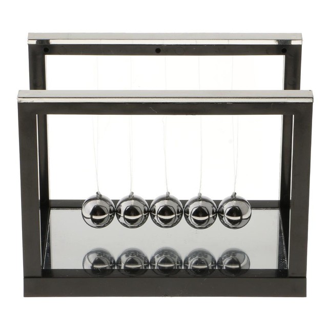 Black Newtons Cradle Balance Balls Physics Science Toy Desk