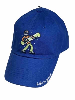 LIFE IS GOOD Blue JAMMIN JAKE SNOWBOARDER Baseball Cap Hat Adjustable Unisex New