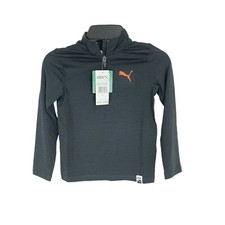 Puma Kids 1/4 Zip Pullover Top Shirt Black Heather Size 5