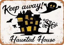 METAL SIGN - Keep Away Haunted House - Vintage Look