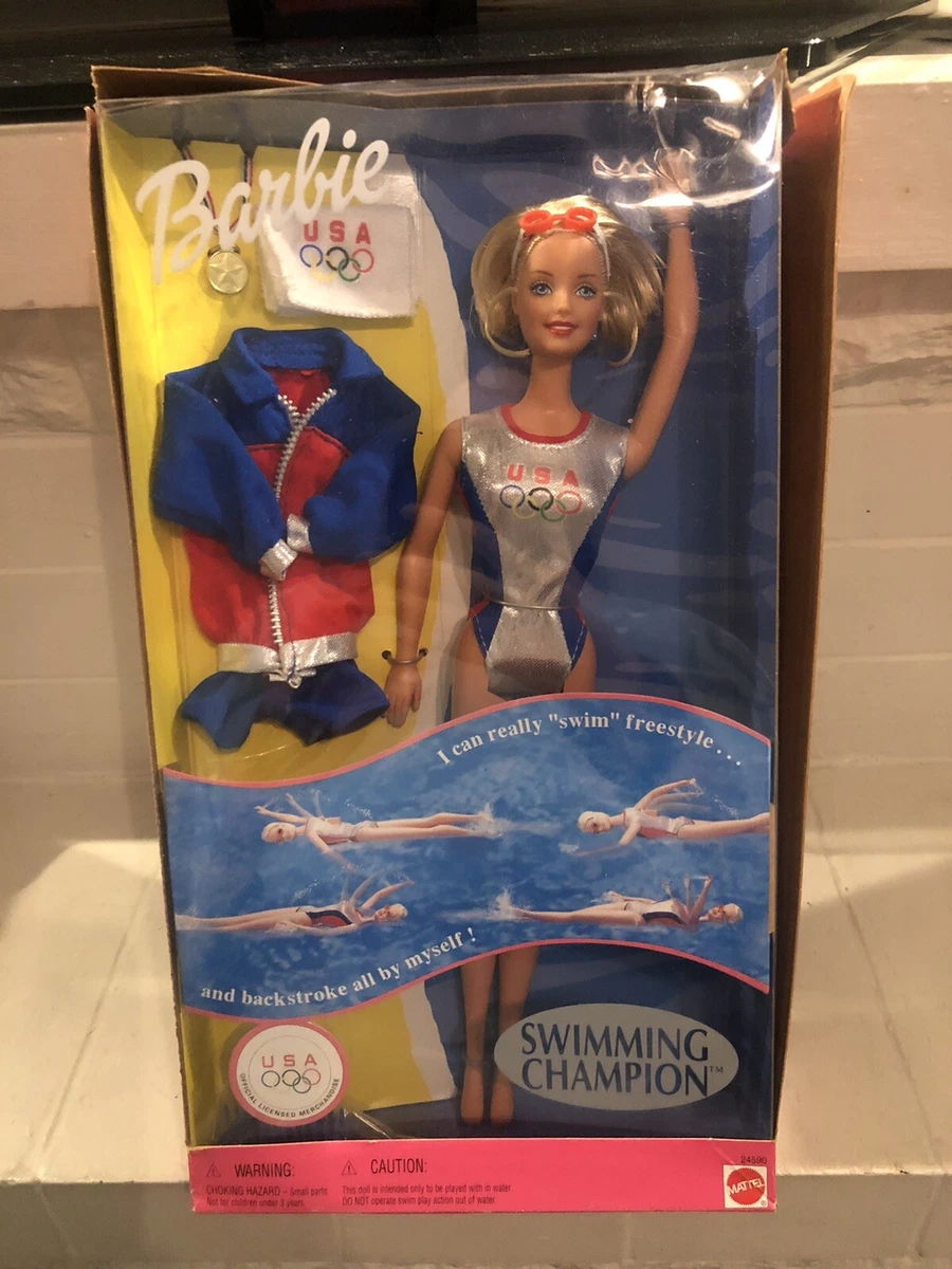 BARBIE SWIMMING CHAMPION USA OLYMPIC SWIMMER WIND-UP Mattel 24590 1999 NRFB  NIB