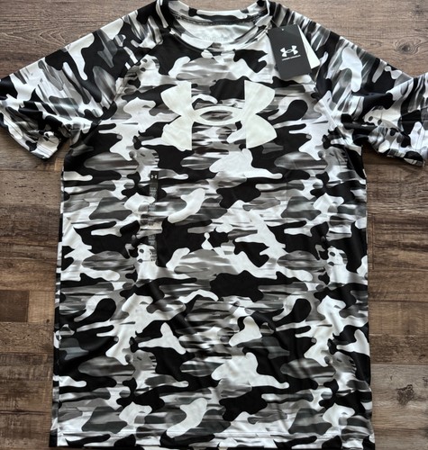NWT Under Armour Boys YXL Black/White/Gray Print Shorts Set XL - Picture 2 of 3