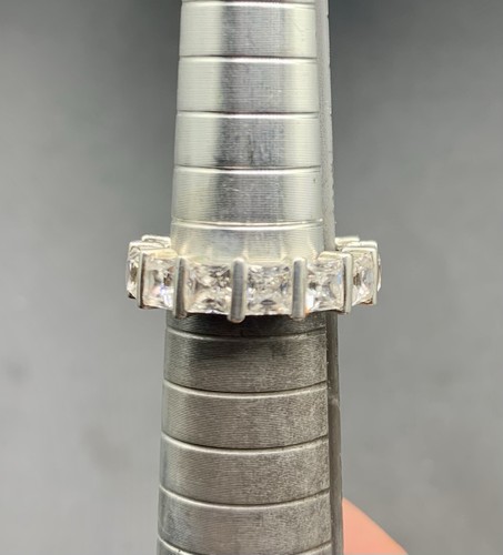 Prinzessschliff Zirkonia Eternity Bandring Größe 5,5 Sterlingsilber - Bild 7 von 9