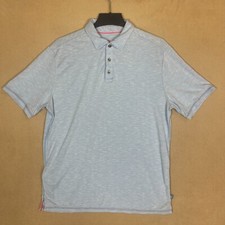 Tommy Bahama Islands Zone Polo Shirt Mens M Blue Regular Fit Slit Hem