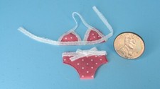 Dollhouse Miniature Pink Polka Dot Two Piece Bikini Swimwear Set IIM65493