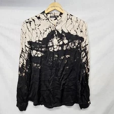 Gypsy 05 Global Village Top Size S Womens Black Tan Tie Dye Long Sleeve