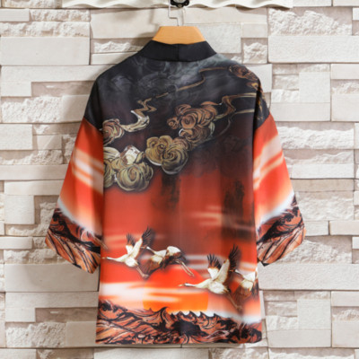 Men Japanese Kimono Coat Jacket Retro Casual Haori Yukata Cardigan Summer Coat