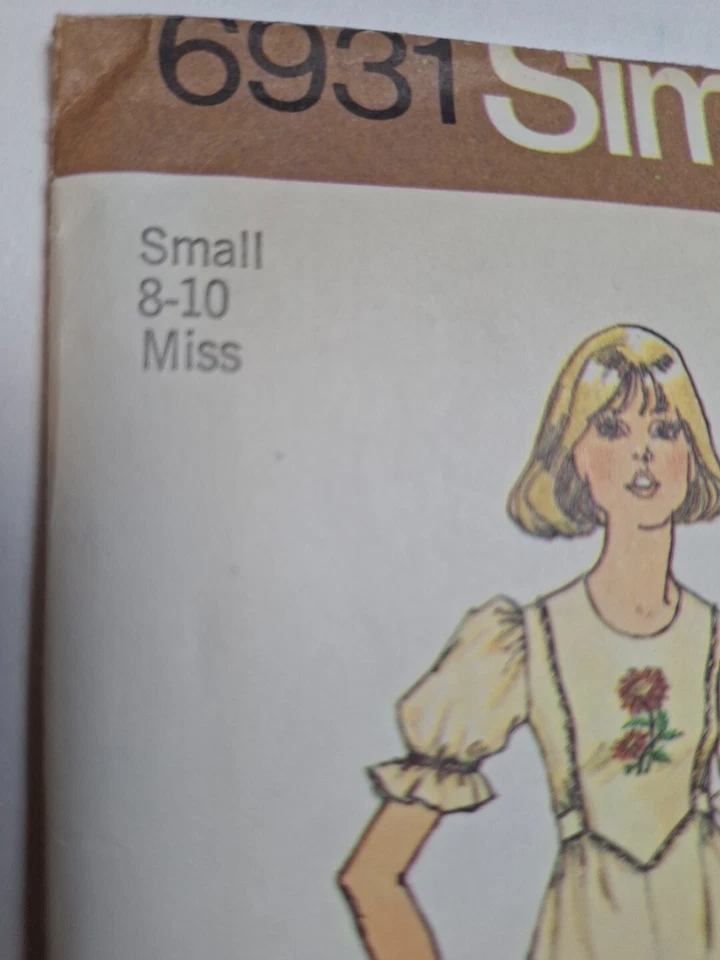 Dress Tunic Top S 8 10 Simplicity 6931 Sewing Pattern UC VTG Tie Back Boho Flowy - Image 3 of 4