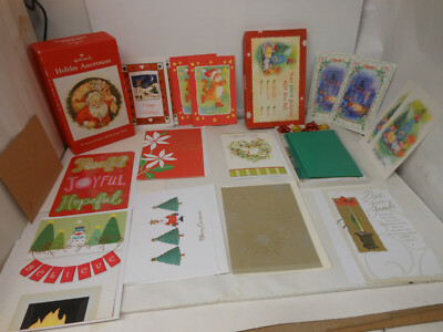 Christmas 12 (15 Total) - 4 Hallmark & Others Unused Cards w/Envelopes & 2 Boxes