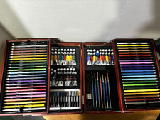 Art Set with Colored Pencils Acrylic Oil Past...