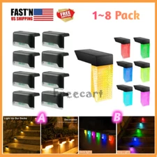 8 pack New Solar Deck Lights Outdoor Waterproof LED Steps Lamps for Stairs Fence
