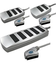 Silver SCART Splitter Box 40cm Cable in 2 port, 3 port, 5 port Male to Females