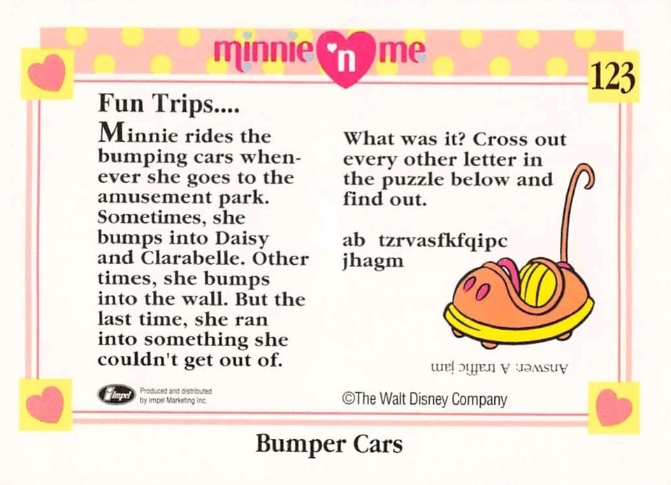 1991 Impel Disney Collector Cards Minnie N Me 123 Bumper Cars eBay