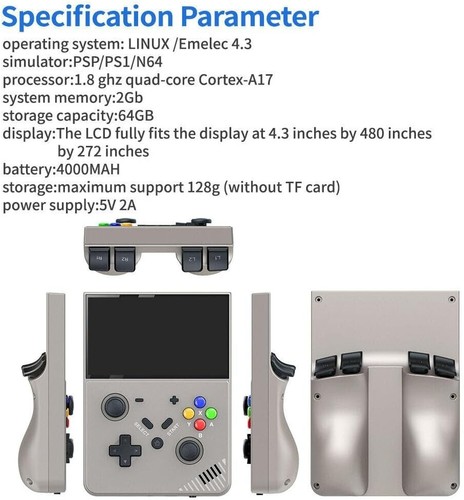 M18 Retro Handheld Game Console, Preinstalled Emulator Built-in 64G 20000+Games, - Picture 7 of 8