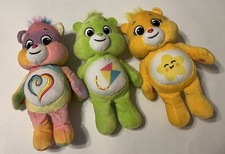 Care Bears 3 Piece Lot Sunshine,kite,and Rainbow Heart Bears Plush