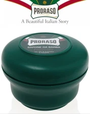 PRORASO Green Shaving Brush Soap In Bowl Made in Italy Eucalyptus Natural Cream