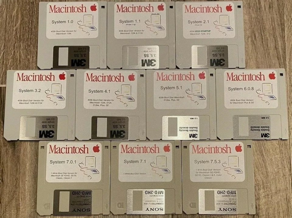 Apple Macintosh Boot Disk System [1.0 - 8.0] 400/800k/1.4 Floppy für Vintage Mac