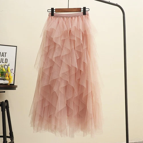 Sommer Damen Tüllrock Elegant Elastische Taille Fee Lang A-Linie Tutu Röcke - Bild 8 von 39