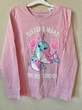 Pink Sisters Make The Best Friends Norwal Hearts Long Sleeve Top Size M 7/8