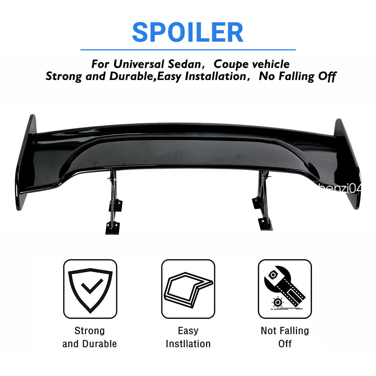 For 2004-2011 Lotus Elise 46" GT Rear Trunk Spoiler Wing Gloss Black Part
