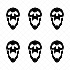 6 Pack - SKULL Vinyl Decals Gothic Halloween Stickers - Decoration