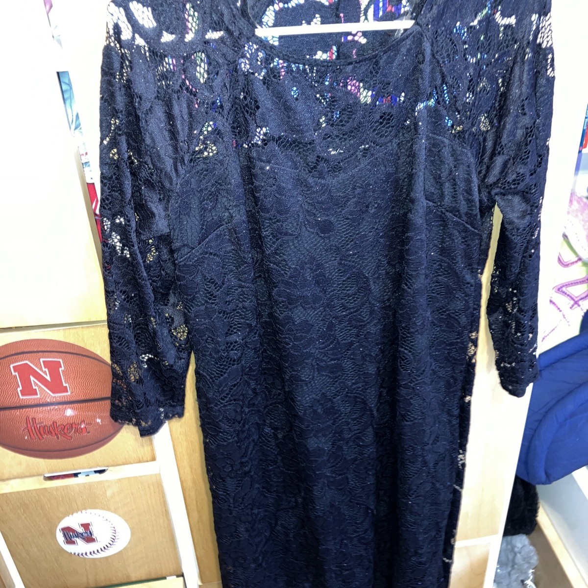 Women's Candalite 1X Black, Lace, Sparkly, 3/4 Length, Lined, Floral, Dress | eBay Women's Candalite 1X Black, Lace, Sparkly, 3/4 Length, Lined, Floral, Dress | eBay