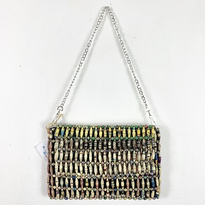 Beaded Purse Kustawi Right To Thrive Kenya Paper Beads Chain Handcrafted