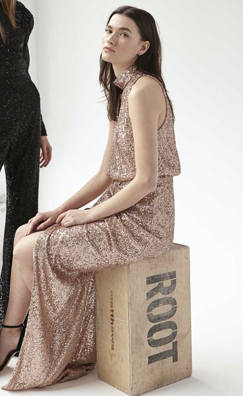 Robe De Soirée Monique Lhuillier à Paillettes Dorées - Taille 2 - Neuve Avec étiquettes