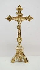 Home Chapel Church Polished Brass Altar Cross with Brass Corpus (#60AC)