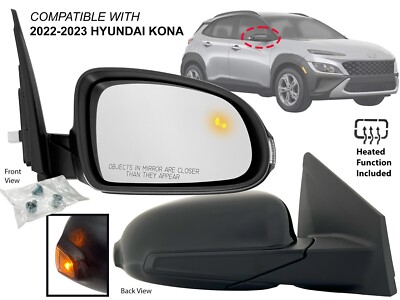2022 2023 HYUNDAI KONA & EV Mirror BSD Turn Signal Power Heated