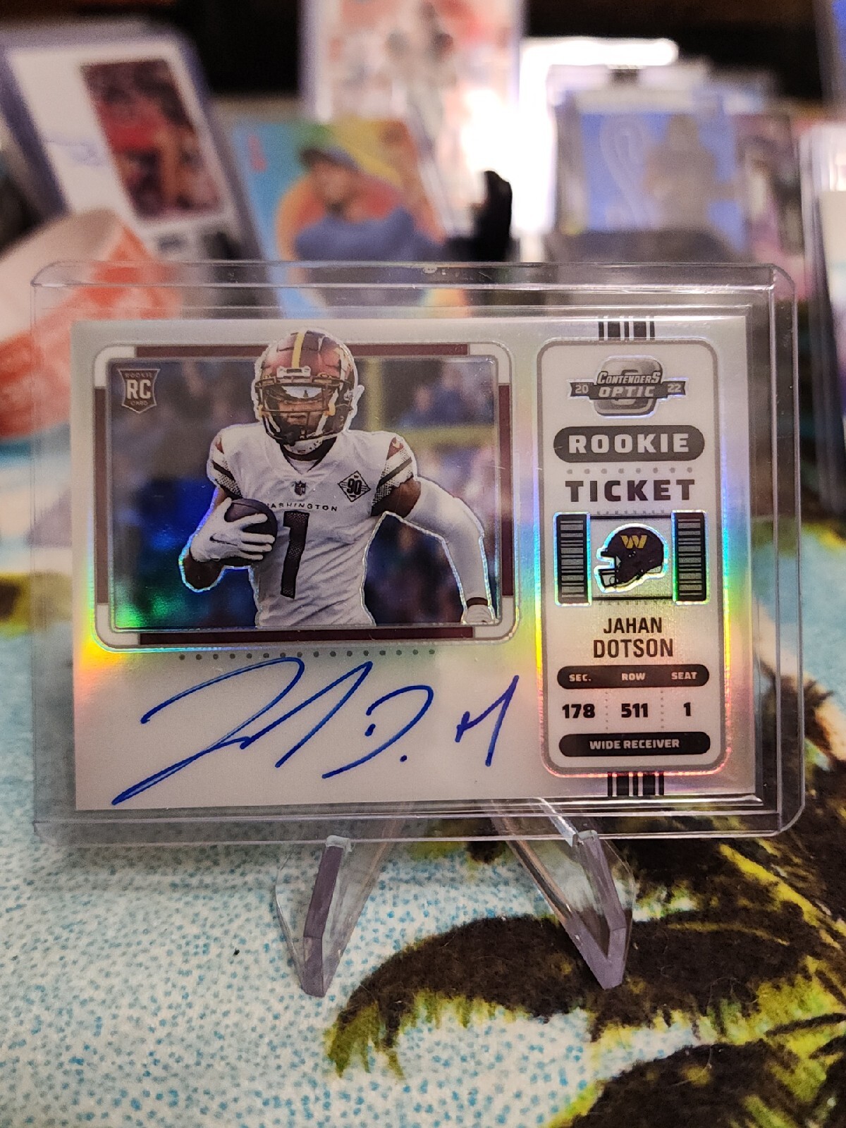 2022 Optic Contenders Jahan Dotson Silver Prizm Rookie Ticket Auto Variation