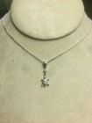 Sterling Silver 925 Clear Rhinestone Accent Turtle Pendant 18" Chain Necklace 