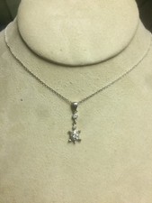Sterling Silver 925 Clear Rhinestone Accent Turtle Pendant 18" Chain Necklace