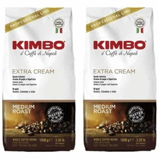 Kimbo Extra Cream Espresso Italian Coffee Whole Beans 2.2lb/1000g - PACK of 2 