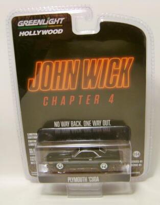 PLYMOUTH CUDA JOHN WICK CHAPTER 4 HOLLYWOOD R41 GREENLIGHT DIECAST 2024