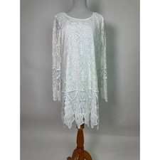 Sans Souci White Eyelet Lace Embroidered Mini Dress XL Anthropology Style G50550