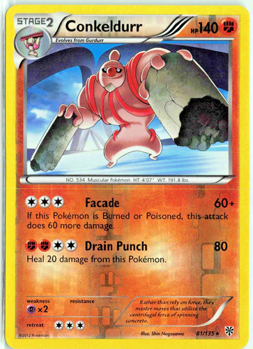Conkeldurr 81/135 Plasma Storm Reverse Holo Rare Pokemon Card LP