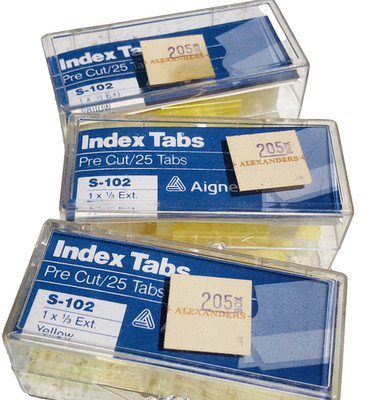 Aigner S-102 Index Tabs Pre Cut 25 Tabs Each Lot of 3 1x1/3 Ext Clear Yellow New